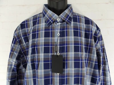 NEW Men's Bugatchi Button Up Shirt 3XL Plaid Check Flip Cuff Shaped Fit   - Image 1 of 4