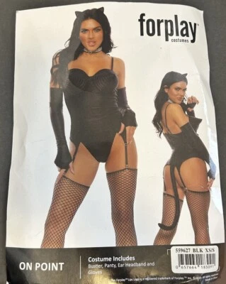 Черный кот костюм бюстье острый конус чашки трусики хвост уши перчатки 559627 XS/S - Изображение 1 из 3