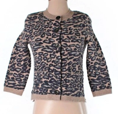 Cárdigan Ann Taylor Negro Tostado Estampado Animal Súper Cálido Lana Alpaca Talla XS Nuevo con Etiquetas Foto 1 de 4