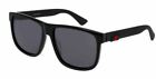 Gucci GG0010S 001 rechteckige quadratische schwarz graue Herrensonnenbrille