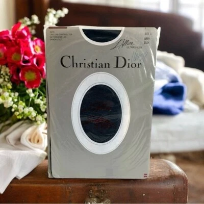 Christian Dior L’Allure Ultra Sheer Control Top Pantyhose Navy Size 1 Tights NIB - Image 1 of 3