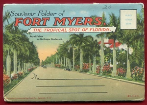 Fort Myers Florida fl Linen Postcard Folder #2 - Picture 1 of 2