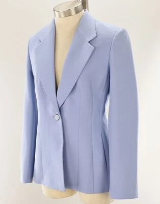 LAFAYETTE 148 Blue One Button Fitted Wool Silk Blend Blazer Jacket 14 NWT - Image 1 of 2