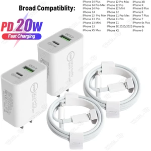 For iPhone 14 13 12 11 X XR 8 Fast Charger Cable PD 20W Type USB C Power Adapter - Picture 1 of 17