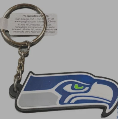 Seattle Seahawks Team Logo Keychain Key Ring Soft Rubber Key Tag 1-1/2" NWT - Image 1 of 2