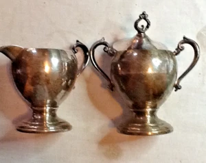 PILGRIM SET,SILVER PLATE, SUGAR & CREAMER W/LID 21223A - Picture 1 of 8