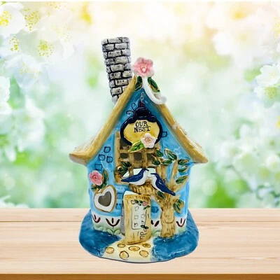 Blue Sky Clayworks: Heather Goldminc, Ceramic Our Nest Blue Candle House - Image 1 of 4