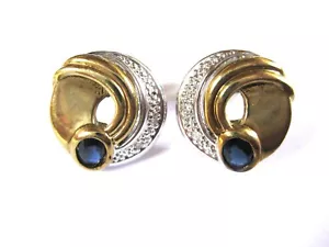 Ohrringe Gold 333 mit Saphiren und Diamanten, 2,99 g - Bild 1 von 3