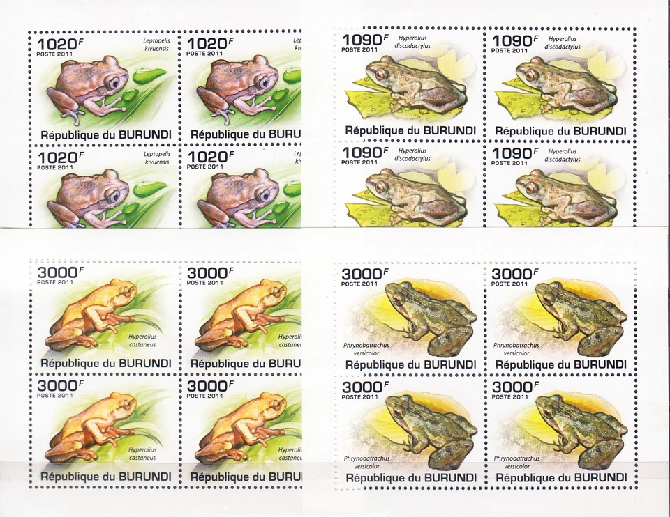 W BURUNDI 0902-905 MS FROGS PERFORATED SET MINI SHEETS - Image 1 of 1