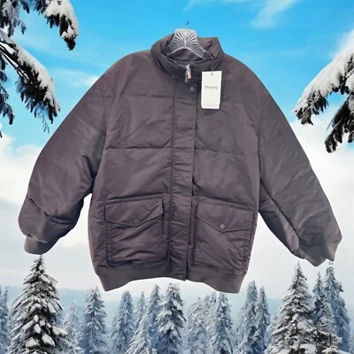 Theory Oversized Puffer Jacket Medium-L Mink Brown Down Quilted Coat MRSP 595.00 - Image 1 of 4