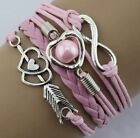 Cupid Arrow Stackable PU Leather Bracelet Stackable Hand Jewelry Decor Pink
