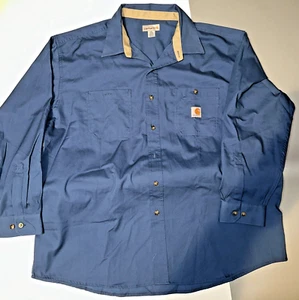 NEW Carhartt Tradesman 384-19 Royal Blue XLARGE LS Button Work Shirt 070 - Picture 1 of 10