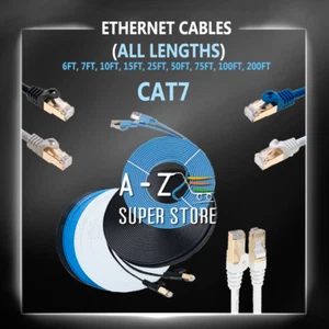 Ethernet Cable CAT7 CAT 7 6FT 10FT 20FT 50FT 100FT 200FT LAN RJ45 lot Network - Picture 1 of 36