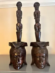 Exquisite 25" Mahogany Carved Polynesian Indonesian Tiki Water Vessel Vintage - Picture 1 of 9
