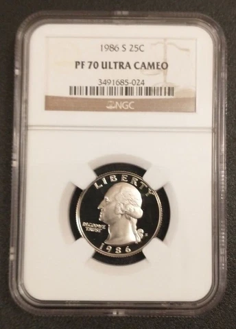 1986 S Washington Quarter Proof NGC PF70 Ultra Cameo - 25c PR 70 Deep DCAM Cover