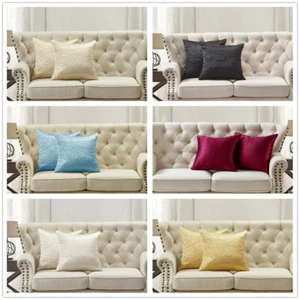 2x Satin Quilted Paisley Throw Pillow Covers Euro Sham Pillow Cases Luxury Soft - Picture 1 of 28