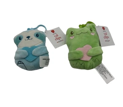 Sloth & Frog with Heart Backpack Clip Valentines Day Plush Val Figurine Target - Image 1 of 4