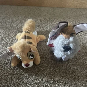 DISNEY OLIVER & COMPANY DODGER AND OLIVER BEAN BAG PLUSH NWTs - Picture 1 of 3