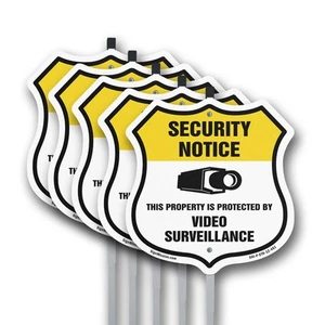 Security Notice Shield Sign This Property Is Protected B Shield Sign With Stake - Picture 1 of 14
