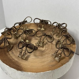 Kemp & Beatly Set of 10 Vintage Twisted Rope Brass Tassel Tied Bow Napkin Rings - Picture 1 of 5