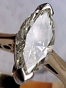 18Ct Gold Diamond 0.50Ct Marquise Solitaire Engagement Ring Size M Hallmarked - Picture 1 of 16