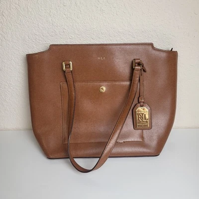 Pauren Ralph Lauren Women's Newbury Modern Pocket Tote - Tan Cowhide Color - Image 1 of 4