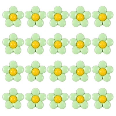 Botões fofos de haste de flor de resina 15 mm 20 peças para roupas, verde - Imagem 1 de 4