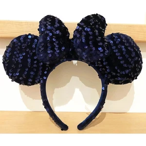 Tokyo Disney-Parks nachtblau Velours Pailletten Stirnband Minnie Maus Ohren Neu mit Etikett - Bild 1 von 7