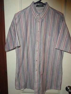 CAMISA ABOTONADA FIRMA BILL BLASS GRANDE AZUL/BLANCO/VERDE/ROJO SIN ARRUGAS (TUB5 Foto 1 de 4