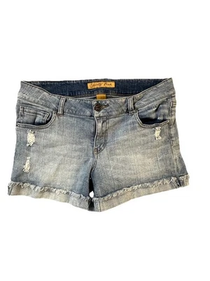 Celebrity Pink Juniors Size 11 Distressed Denim Shorts Milan Wash Frayed Hem  - Image 1 of 4