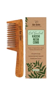Kacchi Neem Breitzahn Holz Haarkamm Entwirren, Frizz Kontrolle & Glanz Neu in Verpackung - Bild 1 von 11