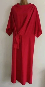 BNWT BOOHOO KNOT FRONT COWL NECK RED STRETCHY ELASTICATED BACK DRESS SIZE 18 NEW - Picture 1 of 15