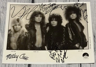 Autógrafo Motley Crue 1987 Los Cuatro Imagen Promocional 8 X 10 Foto Elektra Records Foto 1 de 4