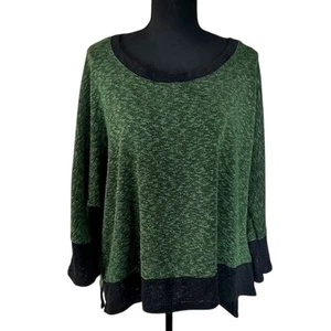 Pleats Collection Fledermaus U-Bootneck Top grün und schwarz Top, Gr. L/XL - Bild 1 von 4