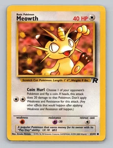 Meowth 62/82 Common Pokemon TCG WOTC Unlimited Team Rocket Light Play - Picture 1 of 2