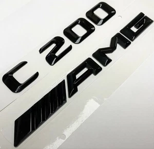 #1 C200 + AMG BLACK FIT MERCEDES REAR TRUNK EMBLEM BADGE NAMEPLATE DECAL NUMBERS - Picture 1 of 3