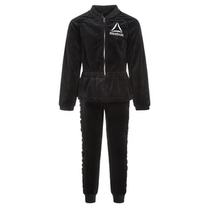 Reebok Tracksuit Girls size 6X Black Warm Velour Full Zip Jacket  & Joggers - Picture 1 of 14