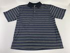 Champions Tour Gr. XL Herren Golf Poloshirt schwarz mit blauen & weißen Streifen 