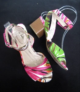 Life Stride Rosetta Blockabsatz Riemchen Sandalen rosa/grün Stoff Gr. 7M EUC - Bild 1 von 8