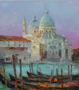 Cathedral Venice Italy painting Original art Oil on canvas by S Chernyakovsky - Picture 1 of 14