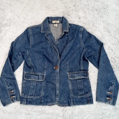 Chaqueta vaquera Caribbean Joe para mujer azul pequeña mediana botón dejar ir elegante Foto 1 de 4