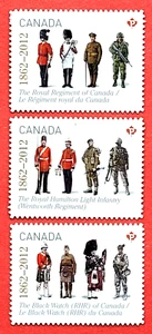 Canada Stamps — Die Cut from Quarterly Pack — 2012, The Regiments #2578i-80i MNH - Picture 1 of 1