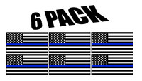 6 Pack Thin Blue Line Police Flag USA American Sticker Decal Blue Lives Matter