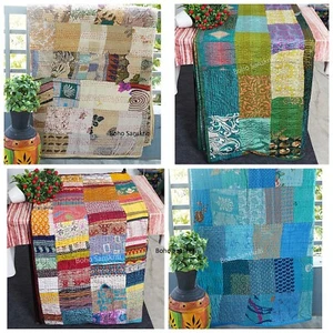 Bohemian Bedspread Quilts homemade throw blanket Silk Patchwork quilts for sale - Picture 1 of 82