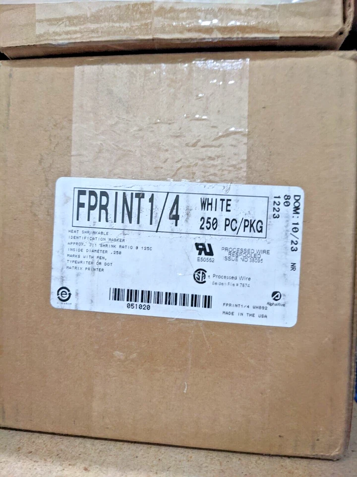 Etiquetas termorretráctiles Alpha Wire 0,25" diámetro blanco FPRINT1/4 WH082 caja de 250 Foto 1 de 1