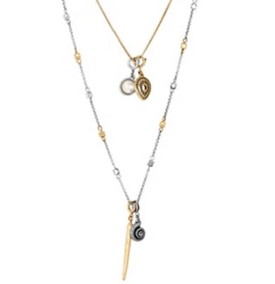 $49 Lucky Brand Two Tone Shell  Charm Necklace   LC72 - Image 1 of 4