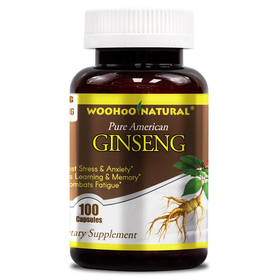 2x WooHoo Natural Pure American Ginseng 500 MG - 100 Capsules