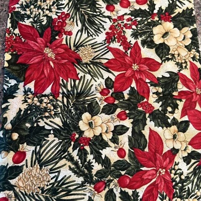 HOFFMAN FABRICS Poinsettia Berries EVERGREEN 1/4 YD (9") X 44" Cotton Quilt OOP - Image 1 of 4