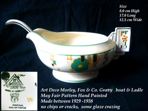 Art Deco Homeleigh Morley, Fox &Co. Mayfair pattern Gravy Boat & Ladle spoon - Picture 1 of 19