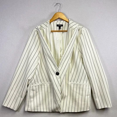 Chaqueta Blazer TORRID Mujer Blanca A Rayas Un Botón Formal Negocios Talla 1 XL Foto 1 de 4